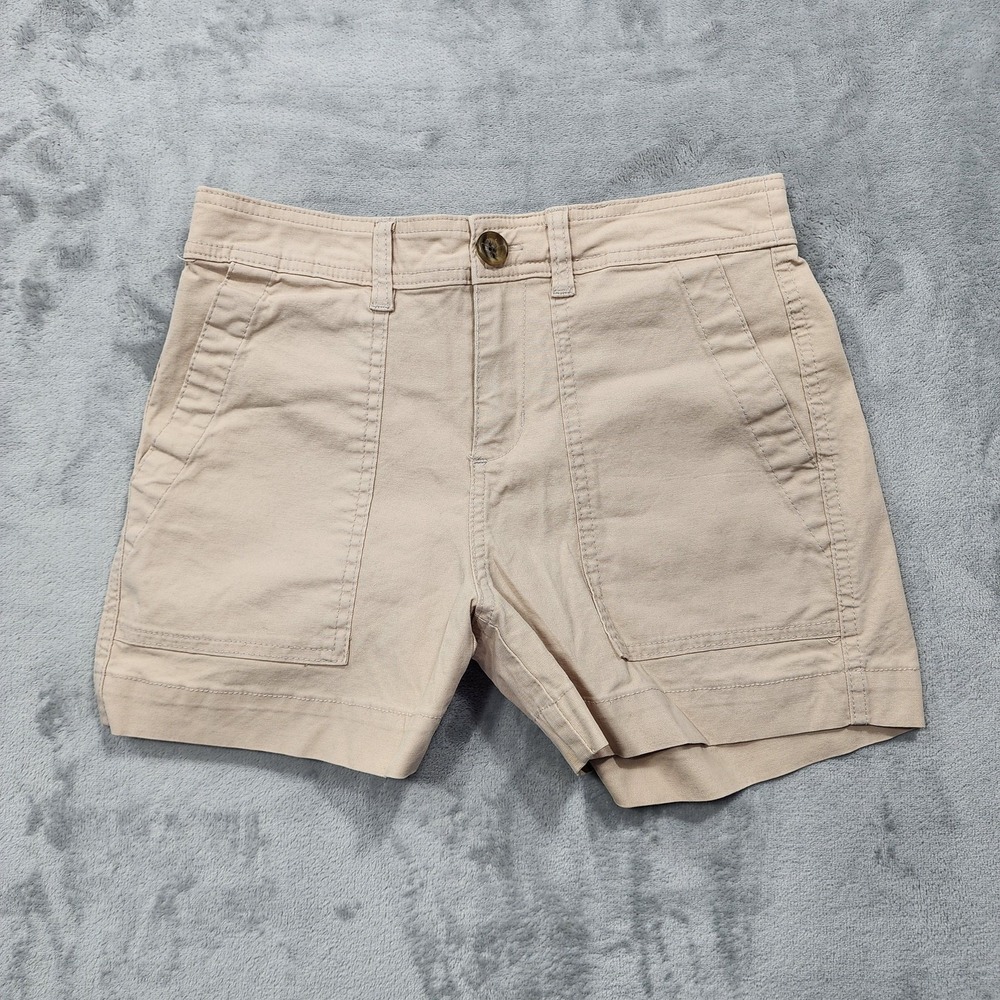 A New Day Shorts Womens 2 Beige Utility Twill Stretch Flat Front Casual Summer